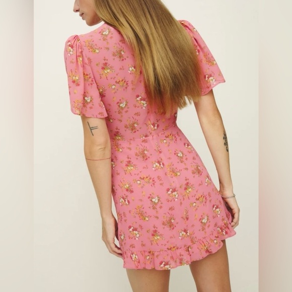 Reformation Mya Dress pink ruffled, size 6 - Picture 4 of 6